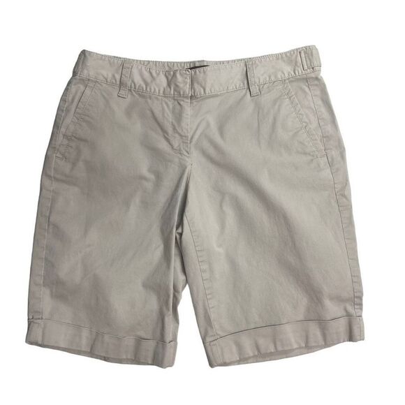 ANN TAYLOR Khaki‎ Cuffed Bermuda Shorts Size 8 Tan - Picture 1 of 9